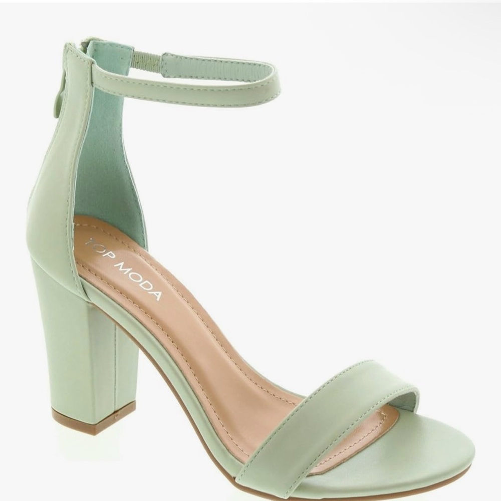 TOP Moda Women's Light Green Block Heel Sandals